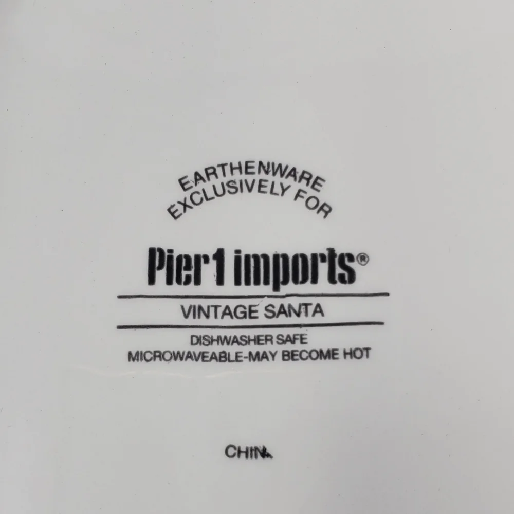 PIER 1 IMPORTS EARTHENWARE VINTAGE SANTA PLATE TRAY DECOR COLLECTIBLE CHRISTMAS